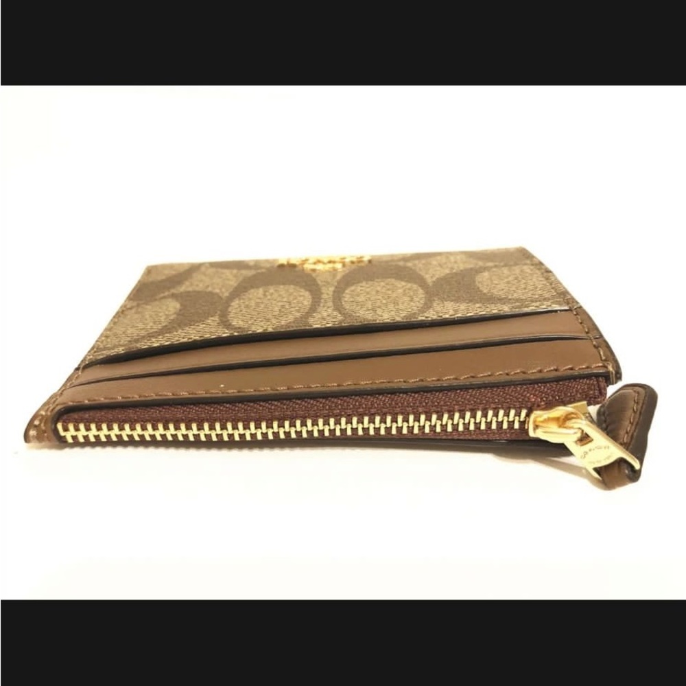 Coach Signature Mini Skinny ID Card Case Key Chain Wallet - Picture 13 of 16